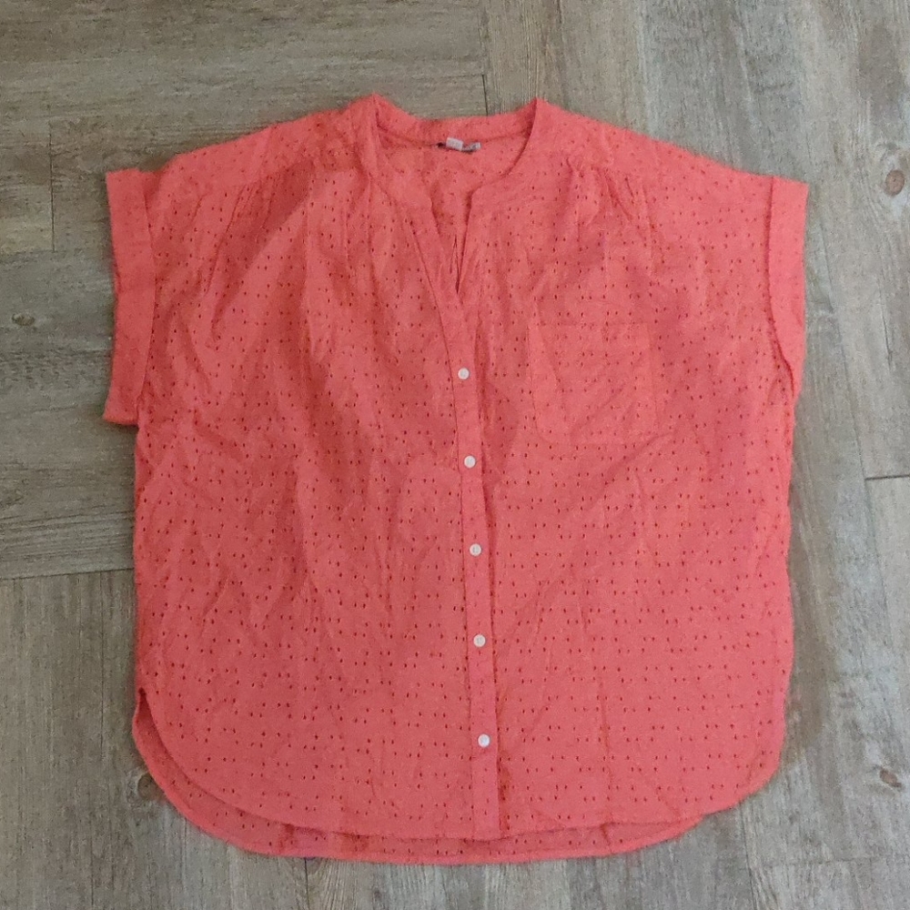 Coral eyelet boxy top L